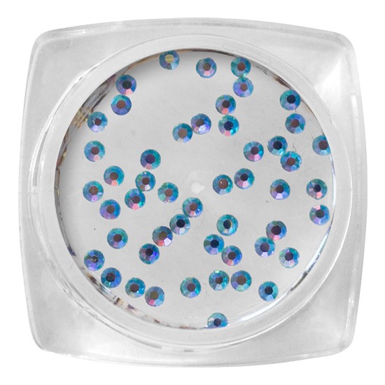 Pietricele pentru Unghii tip Cristal - Turquoise, Holographic SS4 - 50 pcs / jar
